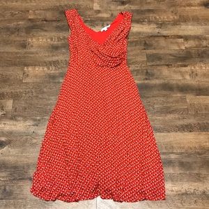 Boden Red Polka Dot Ruched Dress 10